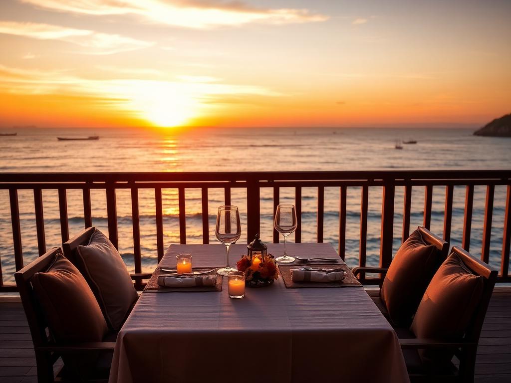 Couple enjoying a romantic cruise sunset