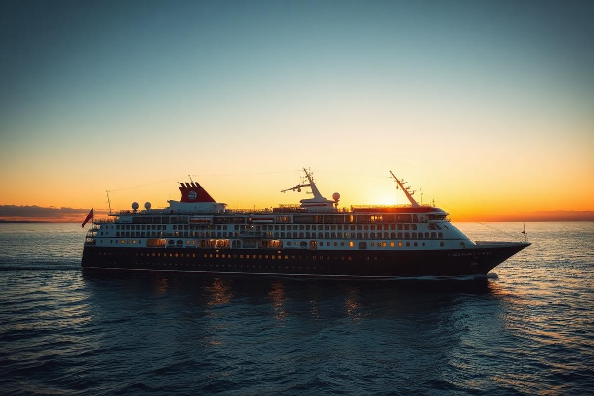 Holland America Line cruise ship sailing through scenic coastal waters