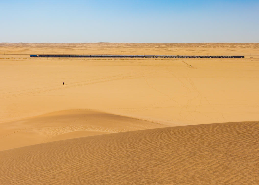 Authentic Rovos Rail crossing the desert landscapes of Namibia