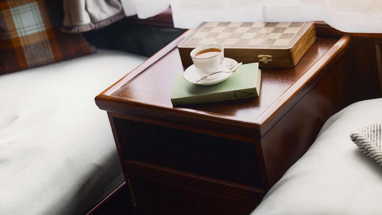 Private twin cabin aboard an overnight sleeper train