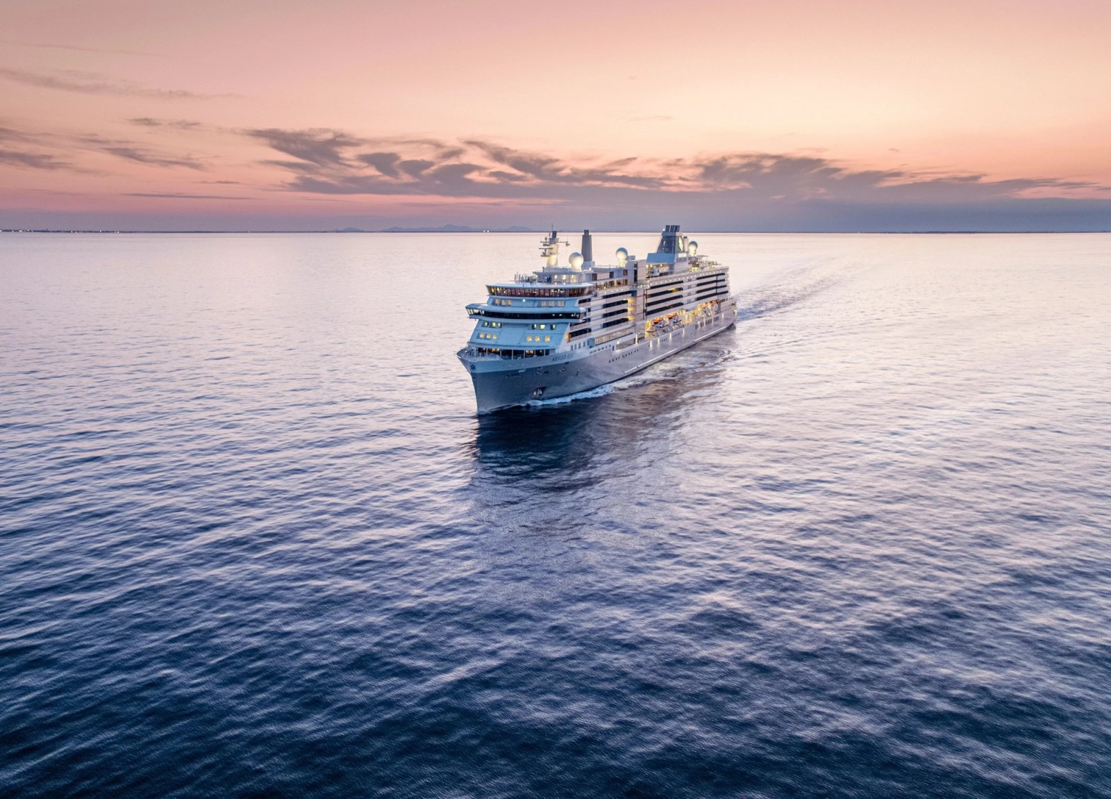 Contemporary luxury cruise ship sailing at sea