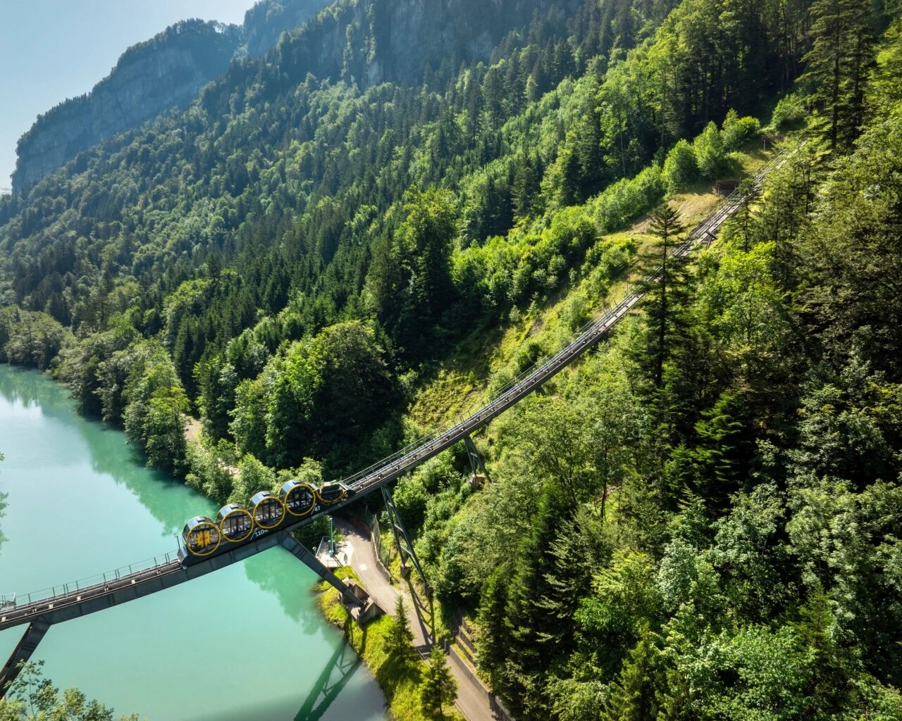Stoos mountain funicular in Switzerland