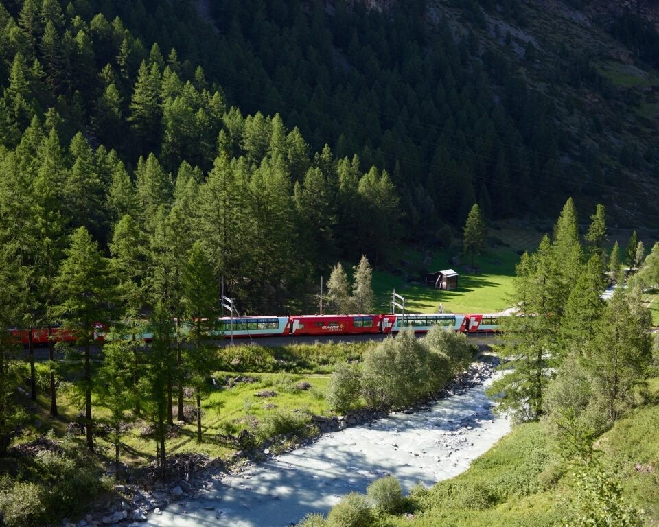 Swiss panoramic railway landscape suited to an integrated travel pass