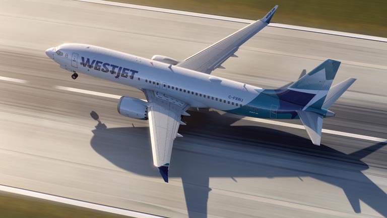 Official WestJet Boeing 737 MAX aircraft for vacation package flights